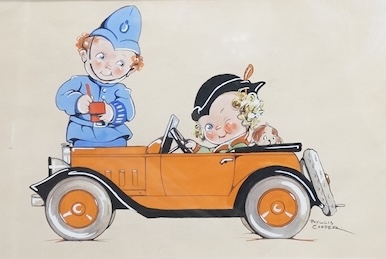 Phyllis Cooper, comical gouache, 'You’re more than a number in my little red book', signed, 20 x 30cm. Condition - good
